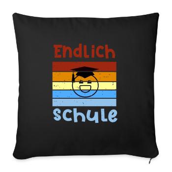Endlich wieder Schule Smile Schulbeginn T shirt - Sofakissenbezug 45 x 45 cm - Schwarz - Vorne