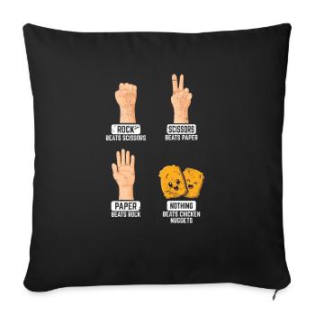 Rock Paper Scissors NothingBeats Chicken Nuggets N - Sofakissenbezug 45 x 45 cm - Schwarz - Vorne