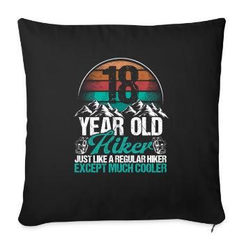 18 Birthday Hiking Mountains 18 Year Old Hiker - Sofakissenbezug 45 x 45 cm - Schwarz - Vorne