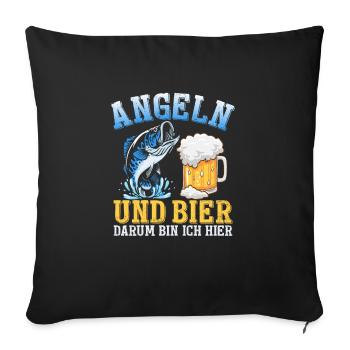 Pêche et bière, c’est pourquoi je suis pêcheur à la ligne ici - Housse de coussin décorative 45 x 45 cm - noir - Devant