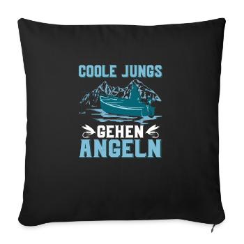 Les gars cool vont à la pêche Pêcheur pêcheur - Housse de coussin décorative 45 x 45 cm - noir - Devant