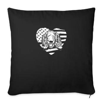 Boykin épagneul chien silhoutte avec drapeau américain - Housse de coussin décorative 45 x 45 cm - noir - Devant