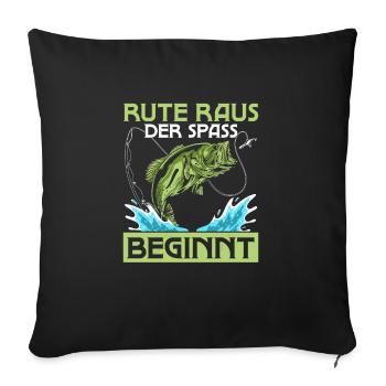 Rod out the fun begins Fischer Angler - Sofa pillowcase 17,3'' x 17,3'' (45 x 45 cm) - black - Front
