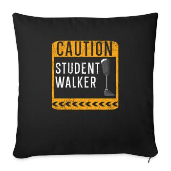 Attention Étudiant Walker Amputé Amputé - Housse de coussin décorative 45 x 45 cm - noir - Devant