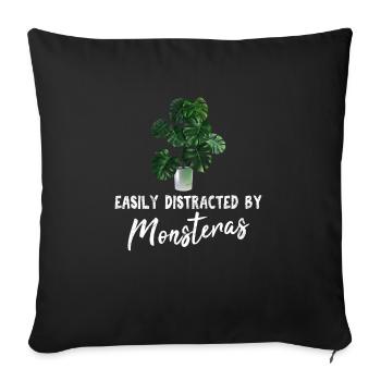 Easily Distracted By Monstera's Monstera Mom Plant - Sofa pillowcase 17,3'' x 17,3'' (45 x 45 cm) - black - Front