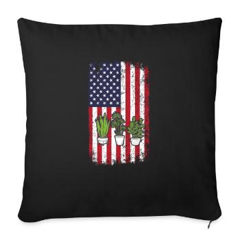 Cute Plants American Flag Funny Plant Lover Succul - Sofakissenbezug 45 x 45 cm - Schwarz - Vorne