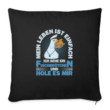 Fischbrötchen Möwe Norddeutsch - Sofakissenbezug 45 x 45 cm - Schwarz - Vorne