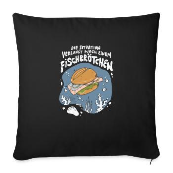 Fischbrötchen Möwe Norddeutsch - Sofakissenbezug 45 x 45 cm - Schwarz - Vorne