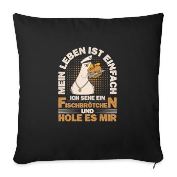 Fischbrötchen Möwe Norddeutsch - Sofakissenbezug 45 x 45 cm - Schwarz - Vorne