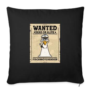 Fischbrötchen Möwe Norddeutsch - Sofakissenbezug 45 x 45 cm - Schwarz - Vorne