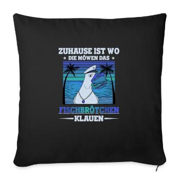 Fischbrötchen Möwe Norddeutsch - Sofakissenbezug 45 x 45 cm - Schwarz - Vorne