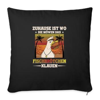 Fischbrötchen Möwe Norddeutsch - Sofakissenbezug 45 x 45 cm - Schwarz - Vorne