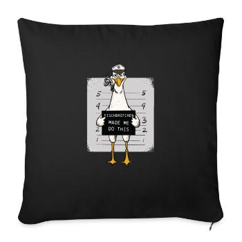 Fischbrötchen Möwe Norddeutsch - Sofakissenbezug 45 x 45 cm - Schwarz - Vorne