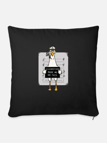 Fischbrötchen Möwe Norddeutsch - Sofakissenbezug 45 x 45 cm - Schwarz