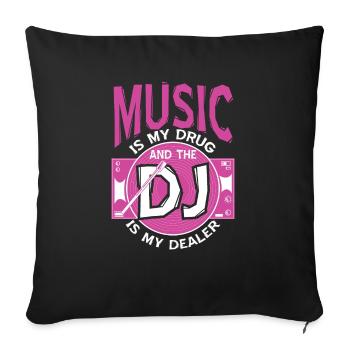 Music And The DJ Turntables - Sofa pillowcase 17,3'' x 17,3'' (45 x 45 cm) - black - Front