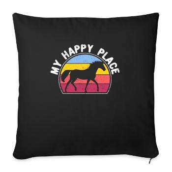 My Happy Place Pferdeliebhaber Reiten Reiter - Sofakissenbezug 45 x 45 cm - Schwarz - Vorne