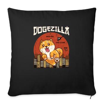 Dogezilla much big very scare wow - puppy - Sofa pillowcase 17,3'' x 17,3'' (45 x 45 cm) - black - Front