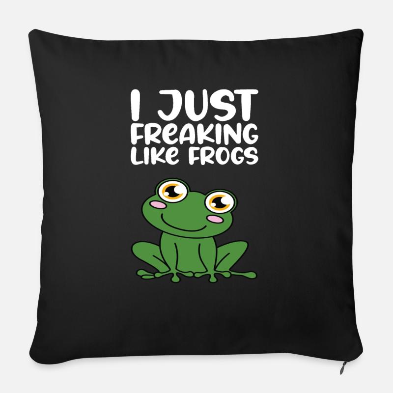 J’adore les grenouilles - Housse de coussin décorative 45 x 45 cm - noir