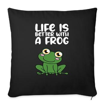 La vie est meilleure avec une grenouille - Housse de coussin décorative 45 x 45 cm - noir - Devant