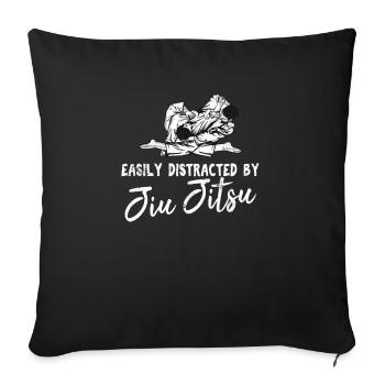 Easily Distracted By Jiu Jitsu Brazilian JiuJitsu - Sofa pillowcase 17,3'' x 17,3'' (45 x 45 cm) - black - Front