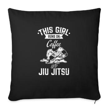 This Girl Runs On Coffee And Jiu Jitsu Girl BJJ Ji - Sofa pillowcase 17,3'' x 17,3'' (45 x 45 cm) - black - Front