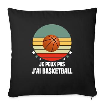 je peux pas j'ai basketball vintage - Housse de coussin décorative 45 x 45 cm - noir - Devant