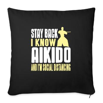 Restez en arrière Je connais l’Aïkido et je suis la distanciation sociale - Housse de coussin décorative 45 x 45 cm - noir - Devant