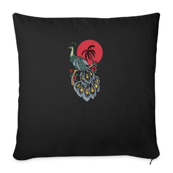 Peacock I Peacock Eye Motif with Peacock Feather - Sofa pillowcase 17,3'' x 17,3'' (45 x 45 cm) - black - Front