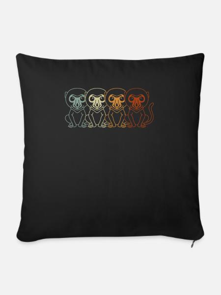 Retro Proboscis Affe Ape Tierpfleger - Sofakissenbezug 45 x 45 cm - Schwarz