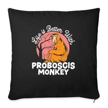 Life Is Better With Proboscis Monkey Ape Zookeeper - Sofa pillowcase 17,3'' x 17,3'' (45 x 45 cm) - black - Front