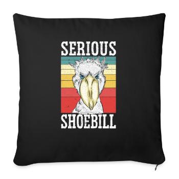 Serious Shoebill Stork Bird Whisperer Whalehead - Sofa pillowcase 17,3'' x 17,3'' (45 x 45 cm) - black - Front