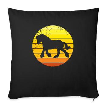 Clydesdale Pferd retro Zugpferd Motiv - Sofakissenbezug 45 x 45 cm - Schwarz - Vorne
