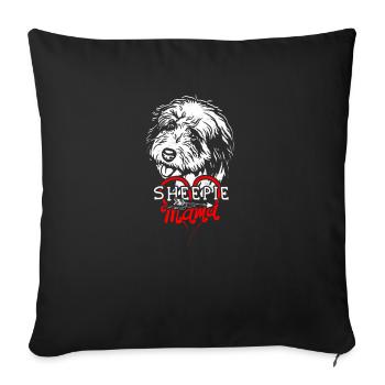 Sheepie Mama - chien de berger anglais - Housse de coussin décorative 45 x 45 cm - noir - Devant