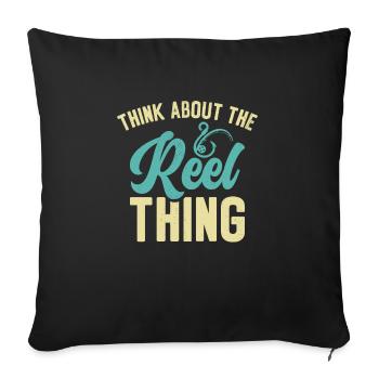 Pensez au passe-temps de pêche Reel Thing - Housse de coussin décorative 45 x 45 cm - noir - Devant