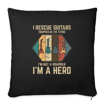 Je sauve des guitares piégées dans le magasin Funny Guitar - Housse de coussin décorative 45 x 45 cm - noir - Devant