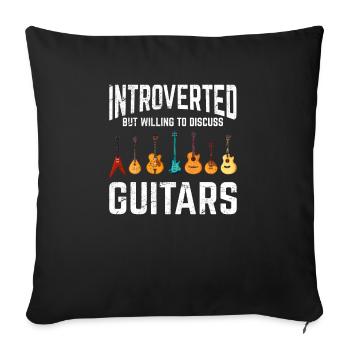 Introverti mais prêt à discuter de guitares drôle g - Housse de coussin décorative 45 x 45 cm - noir - Devant