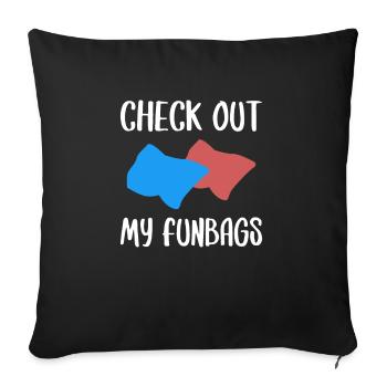 Check Out My Funbags Shirt Geschenk Cornhole - Sofakissenbezug 45 x 45 cm - Schwarz - Vorne