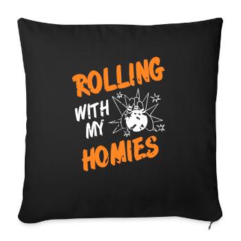 Rouler avec mes homies Vintage Funny Bowling - Housse de coussin décorative 45 x 45 cm - noir - Devant