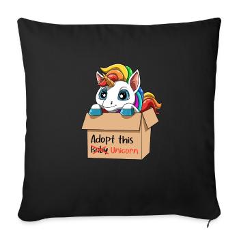 Adoptieren Sie dieses Baby-Einhorn - Super süßes - Sofakissenbezug 45 x 45 cm - Schwarz - Vorne