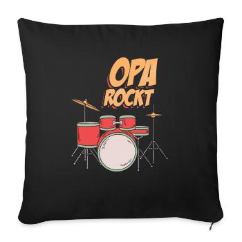 Opa Rockt Schlagzeug Spielen Schlagzeuger - Sofakissenbezug 45 x 45 cm - Schwarz - Vorne