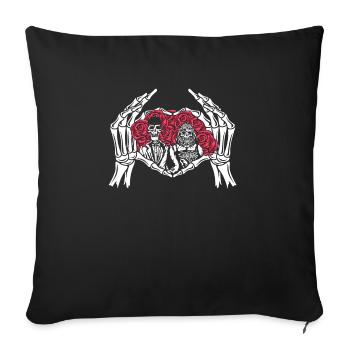 Amour infini et romance Gothic Bones Squelette - Housse de coussin décorative 45 x 45 cm - noir - Devant