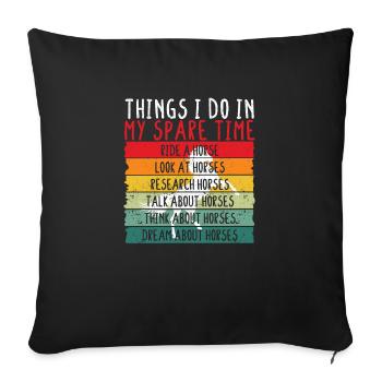 Drôles de chevaux chevauchant des choses que je dans mon - Housse de coussin décorative 45 x 45 cm - noir - Devant