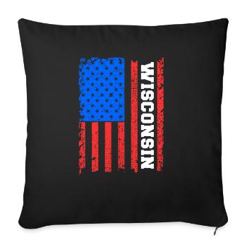 Wisconsin Usa flag gift - Sofa pillowcase 17,3'' x 17,3'' (45 x 45 cm) - black - Front