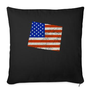 Wyoming Home Usa Flag Gift - Sofa pillowcase 17,3'' x 17,3'' (45 x 45 cm) - black - Front