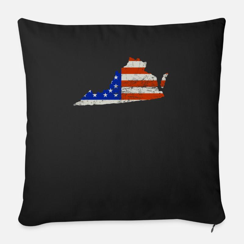 Virginia Home Usa drapeau cadeau - Housse de coussin décorative 45 x 45 cm - noir