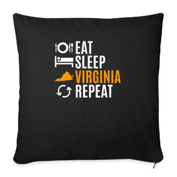 Eat Sleep Virginia Repeat Gift - Sofa pillowcase 17,3'' x 17,3'' (45 x 45 cm) - black - Front