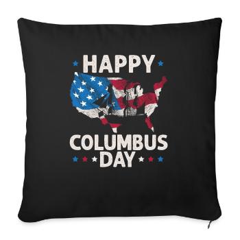 Happy Columbus Day Christopher Columbus Navigator - Sofa pillowcase 17,3'' x 17,3'' (45 x 45 cm) - black - Front