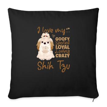 J’aime mon dingo gâté loyal aimant fou shih - Housse de coussin décorative 45 x 45 cm - noir - Devant