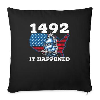 Columbus Day Christopher Columbus Navigator - Sofa pillowcase 17,3'' x 17,3'' (45 x 45 cm) - black - Front