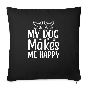 Mon chien me rend heureux - Housse de coussin décorative 45 x 45 cm - noir - Devant